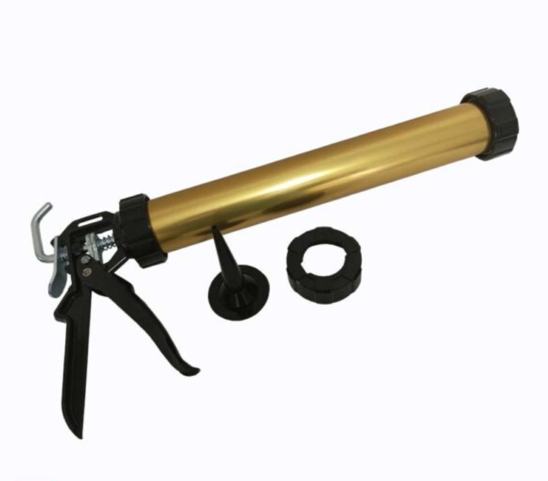 دستگاه چسب پلی اورتان فلزی رنگ طلایی.بایک عدد مهره یدک