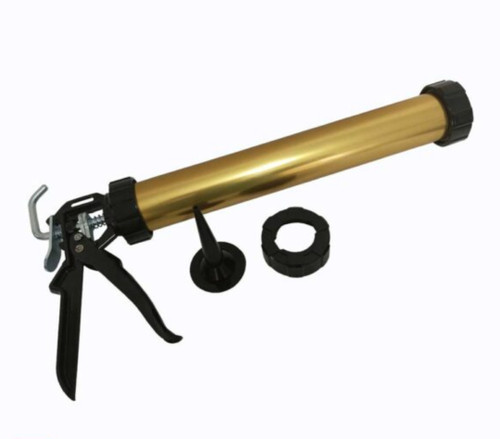 دستگاه چسب پلی اورتان فلزی رنگ طلایی.بایک عدد مهره یدک